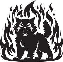 Angry Cat Silhouette isolated on a white background Minimalist cute cat vector shape