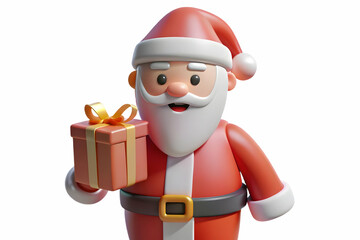 Holographic Santa Holding a Gift Shimmering in Soft Focus � Enchanting Holiday Photo Stock Concept with Glowing Details