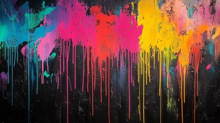Abstract Dripping Paint on a Black Surface