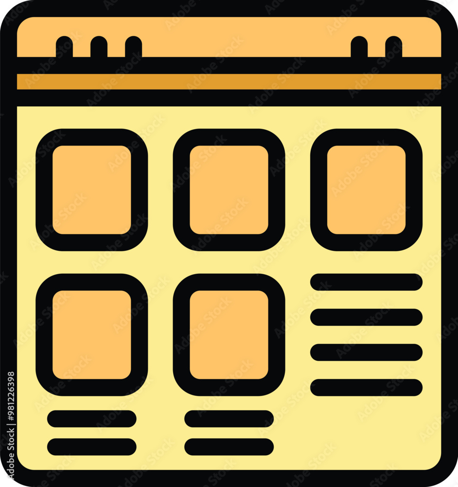 Poster simple icon of a website wireframe, presenting the basic layout of website elements