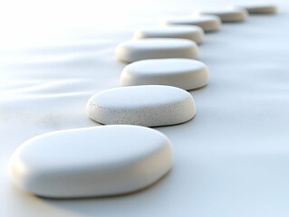 Flat Blurred White Stepping Stones: A Symbolic Journey of Mental Health Progress in Simple Vector Illustration for Janeiro Branco