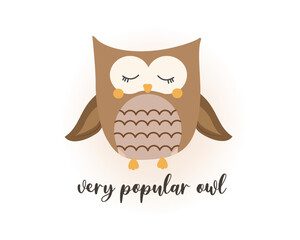 cute owl  bird cartoon clip art vector hand drawn design
