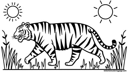 This engaging and charming coloring page features a series of adorable tiger illustrations designed specifically for young children.