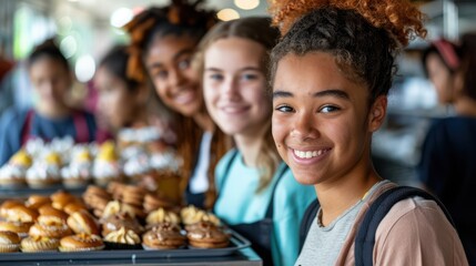 The children spend their free time during the holiday joyfully making treats together, preparing to distribute them to people nearby. Their teamwork and spirit of sharing are truly admirable.