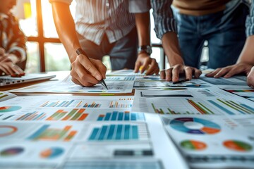 Fototapeta premium Business Team Analyzing Charts and Data During a Strategy Session