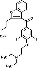 Amiodarone structural formula, vector illustration 