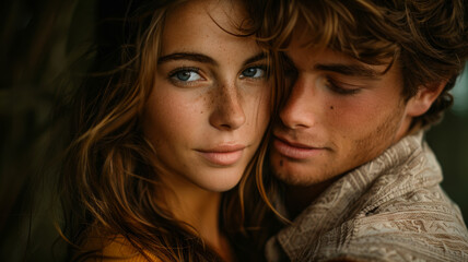 A Couple Hugging Amongst a Canopy of Trees