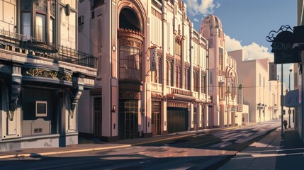 Naklejka premium Empty Street in a Vintage City