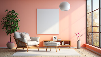 Modern Peach Interior Design Mockup