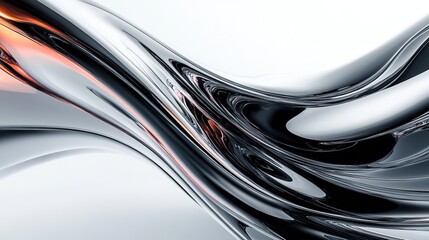 A sleek and modern abstract design featuring flowing metallic shapes and smooth curves, perfect for technology and innovation themes.