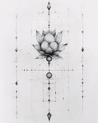 A minimalist geometric arrow tattoo design made from a combination of triangles, circles and lines