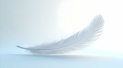 3D Floating Holographic White Feather Quill Writing Positive Scripts in Air - Captivating Wide Shot for Cognitive Reframing Content