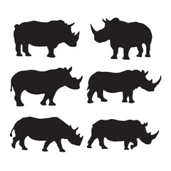  A Elegant Rhino silhouettes set