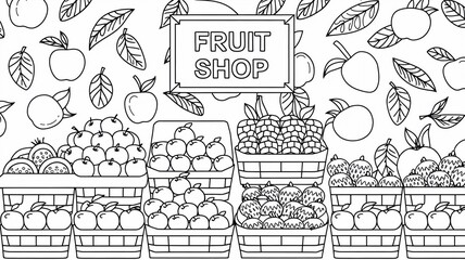 fruit shop outline coloring book page line art drawing