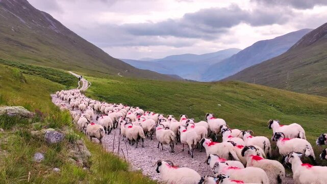 trailing of the sheep in scotland on west highland way trail
