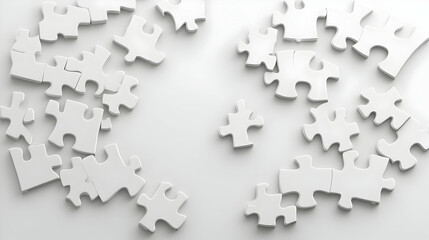 3D White Puzzle Piece Frame Concept for Mental Health Awareness - Unity Representation, January Branco Campaign, Isolated on White Background