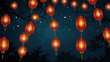 Chinese lanterns for Mid-Autumn Festival celebrating luck and prosperity.