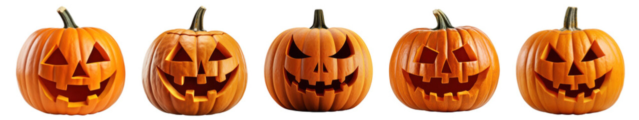 Fototapeta premium Halloween pumpkin png cut out element set