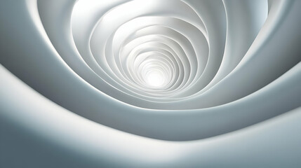 Obraz premium 3D Abstract White Growth Spiral Concept: Wide Shot Symbolizing Personal Development with Gradual Zoom Out on Isolated White Background for Janeiro Branco