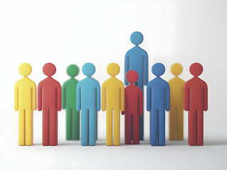 Fototapeta premium Flat Ascending Voter Turnout Graph Concept: 3D Bar Graph Illustrating Rising Voter Participation with People Shapes, Camera Movement on White Background, Simple Flat Vector Illustration