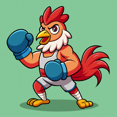 Fototapeta premium Rooster Fighter Boxing Mascot Logo – Bold Vector Design for Sports Teams, Graphics Ads, and Video Game Production