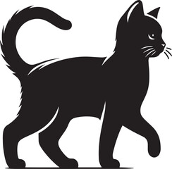 Cat Silhouette isolated on a white background Minimalist cute cat vector shape