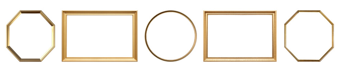 Vintage gold frame png cut out element set