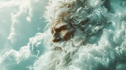 Obraz premium The face of God. God watches from heaven.