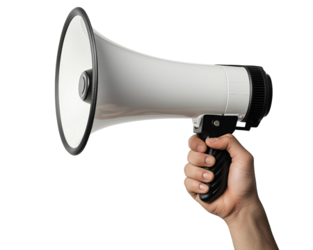 Hand Holding Megaphone Isolated on Transparent Background
