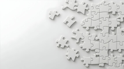 3D Integrity Puzzle Concept: Minimalist Design of Assembling Puzzle Pieces on White Background for Election Integrity Messaging