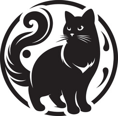 Cat Silhouette isolated on a white background Minimalist cute cat vector shape