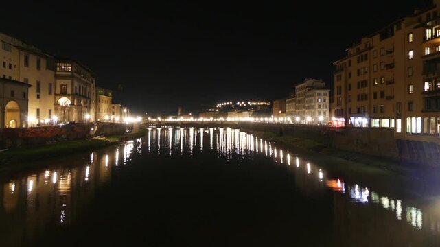 Ponte alle Grazie is bridge on Lungarno delle Grazie reconstructed after 1945, over the Arno River in Florence, region of Tuscany, Italy.