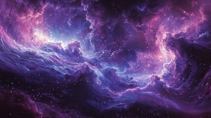Fototapeta premium Cosmic Nebula with Wavy Clouds and Scattered Stars
