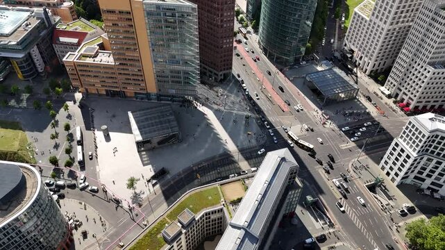 Aerial view of Potsdam Square (Potsdamer Platz), Berlin, Germany