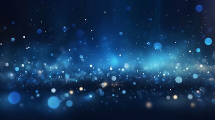 Fototapeta premium Soft shimmering blue particles floating in a dark background, creating a magical bokeh effect with a subtle glow. Made with generative AI technology