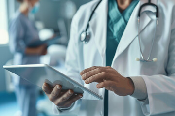 A doctor using tablet to discuss treatment options with patient