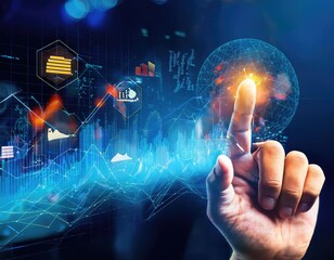 Businessman using a growth graph to strategize for increased revenue and business success. Generated with AI