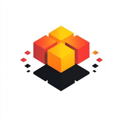 Abstract Geometric Cube Logo Design With Orange and Red Colors