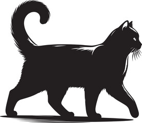 Cat Silhouette isolated on a white background Minimalist cute cat vector shape