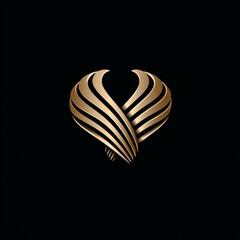 Abstract Golden Heart Logo Design