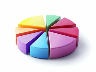 Obraz premium 3D Pie Chart Illustration of Campaign Budget Allocation - Flat Vector Concept with Detailed Spending Categories, Isolated on White Background for Smart Business Visualization