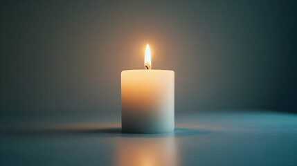 3D Blurred White Candle Flame Concept - Medium Shot of Softly Blurred White Candle with Zoom Effect Symbolizing Hope and Clarity for Janeiro Branco