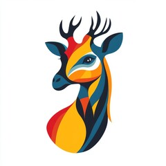 Fototapeta premium Abstract Colorful Deer Head Illustration