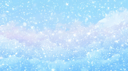 Winter Sky with Falling Snowflakes & Clouds