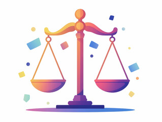 Flat Glossy Democracy Scales: Balancing Civic Issues with Policy Choices in a Smart Business Vector Illustration for Educational Content