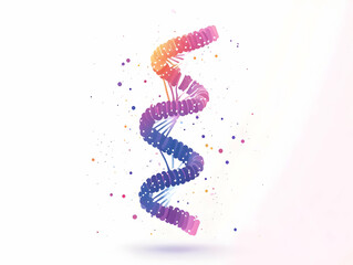 Obraz premium Flat Vector Illustration: Close-Up of a Glowing DNA Helix Made of Vote Tallies in a Soft Focus Policy Laboratory, Symbolizing Democracy and Policy Research