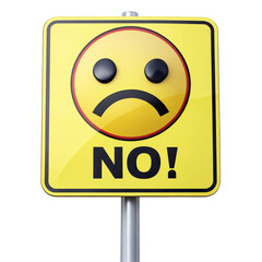 Fototapeta premium A yellow sign with a sad face and the word 