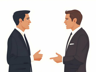 Fototapeta premium Dynamic Flat Vector Illustration of Intense Policy Debate: Politicians Engaged in Passionate Discussion, Animated Gestures on Isolated White Background - Perfect for Business and Political Concepts