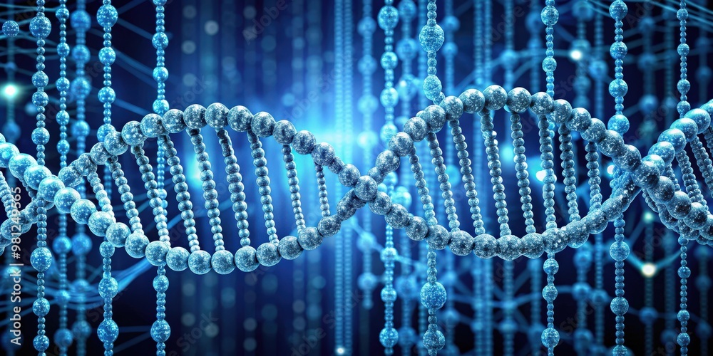 Fototapete dna molecule concept represented as binary code with modified genes, artificial intelligence, genome