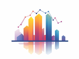 Flat Glossy Podium Reflection with Rising Donation Graph - Close-Up Visualization for Fundraising Messaging in Simple Vector Style
